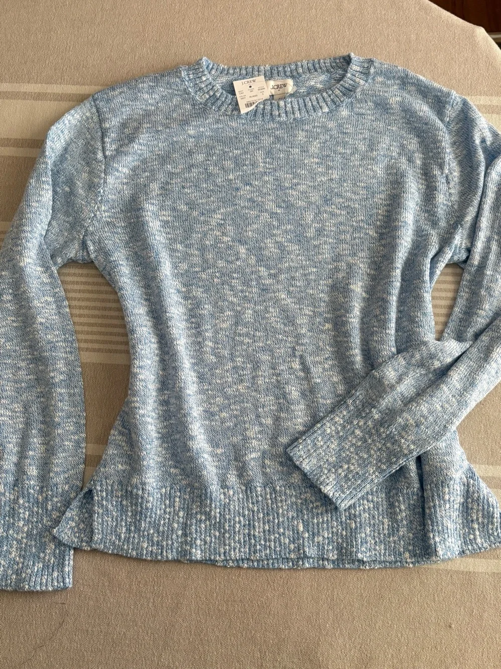 J. Crew Beach Sweater Lightweight Marled Blue Crewneck Relaxed Fit Women’s Small